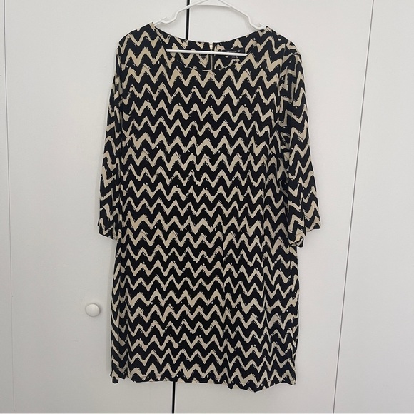 Dress XL long sleeves Moda black white - Picture 1 of 3
